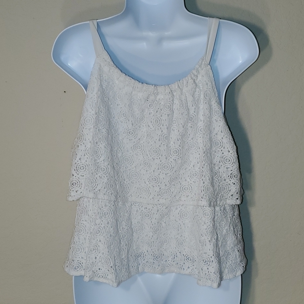 4/$20 Style & Co white crop top spaghetti strap top - Picture 4 of 10